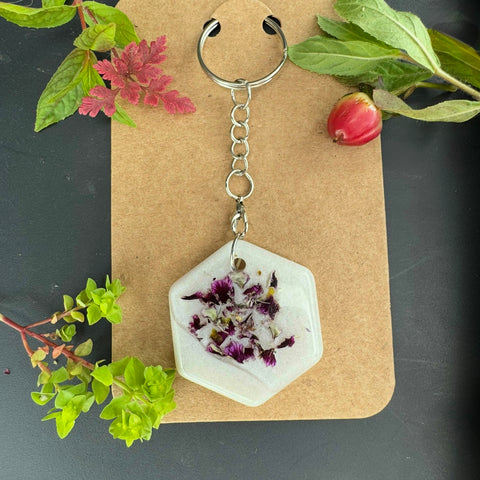 Hexaganol Confetti Keyring