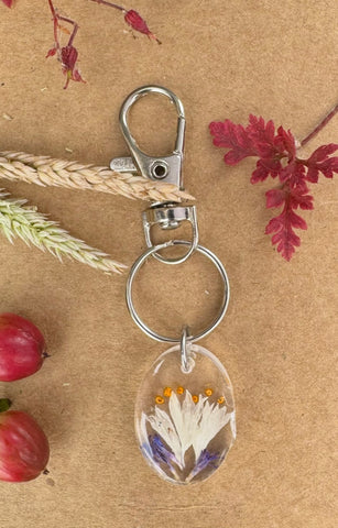 White Oval Confetti Keyring